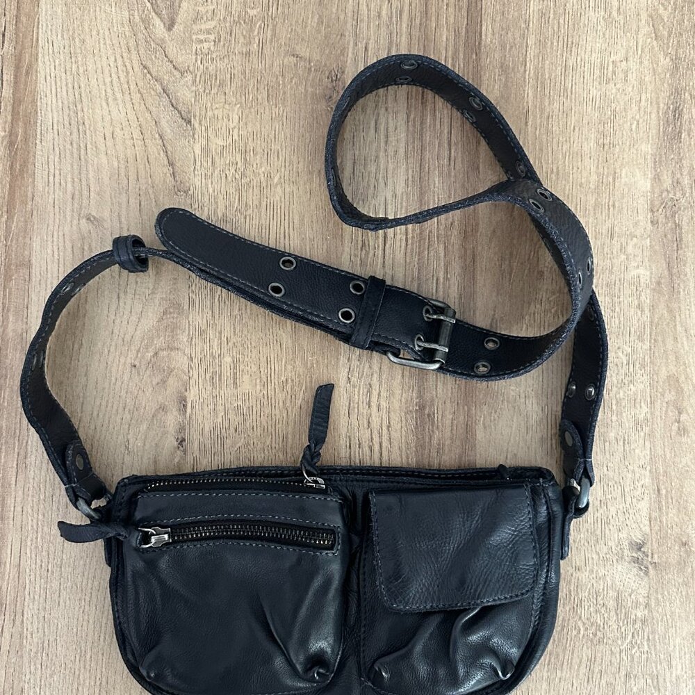 Free People Black Leather Shoulder Bag